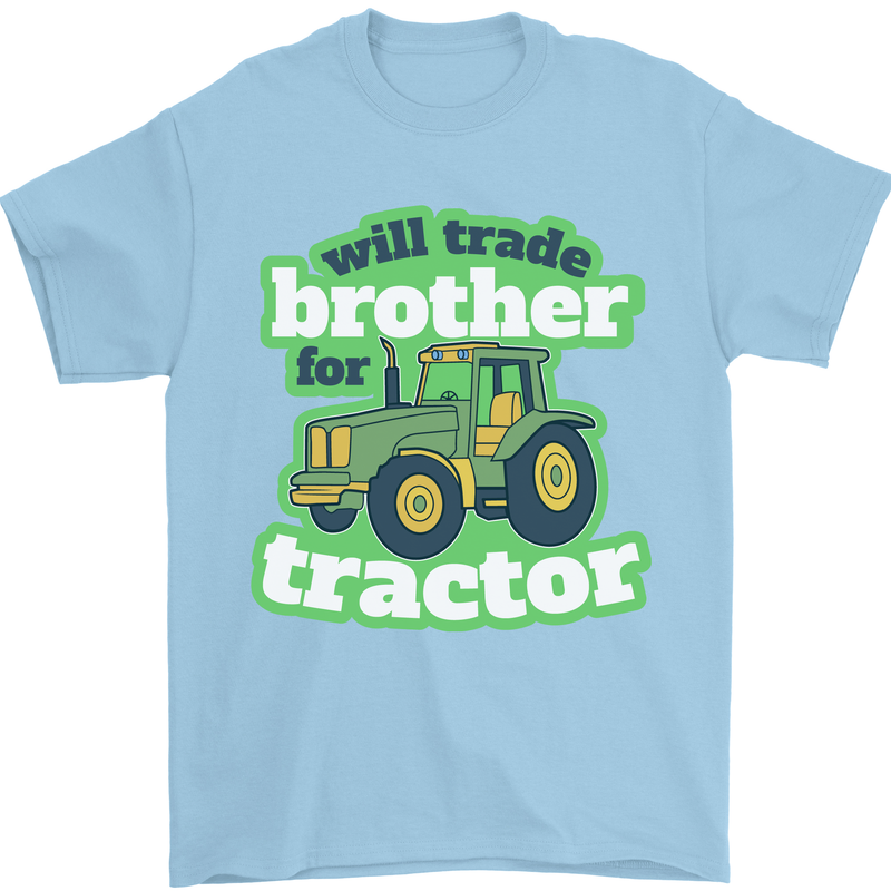 Will Trade Brother For Tractor Farmer Mens T-Shirt 100% Cotton Light Blue