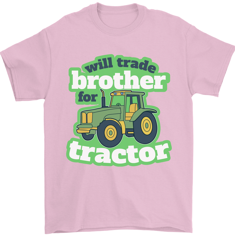 Will Trade Brother For Tractor Farmer Mens T-Shirt 100% Cotton Light Pink
