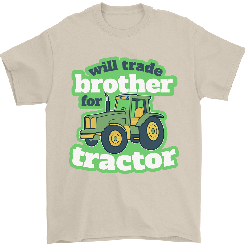 Will Trade Brother For Tractor Farmer Mens T-Shirt 100% Cotton Sand