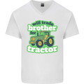 Will Trade Brother For Tractor Farmer Mens V-Neck Cotton T-Shirt White