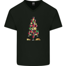 Wine Christmas Tree Xmas Alcohol Funny Mens V-Neck Cotton T-Shirt Black