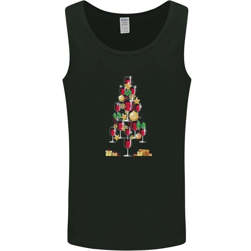 Wine Christmas Tree Xmas Alcohol Funny Mens Vest Tank Top Black