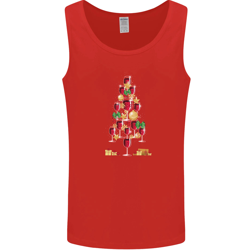 Wine Christmas Tree Xmas Alcohol Funny Mens Vest Tank Top Red