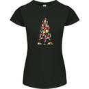 Wine Christmas Tree Xmas Alcohol Funny Womens Petite Cut T-Shirt Black