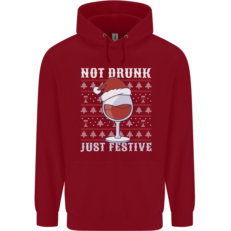 Wine Not Drunk Just Festive Funny Christmas Xmas Childrens Kids Hoodie Red