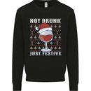 Wine Not Drunk Just Festive Funny Christmas Xmas Kids Sweatshirt Jumper Black