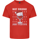 Wine Not Drunk Just Festive Funny Christmas Xmas Kids T-Shirt Childrens Red