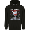 Wine Not Drunk Just Festive Funny Christmas Xmas Mens 80% Cotton Hoodie Black