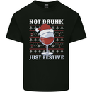 Wine Not Drunk Just Festive Funny Christmas Xmas Mens Cotton T-Shirt Tee Top Black