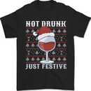 Wine Not Drunk Just Festive Funny Christmas Xmas Mens T-Shirt 100% Cotton Black