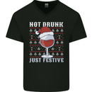 Wine Not Drunk Just Festive Funny Christmas Xmas Mens V-Neck Cotton T-Shirt Black