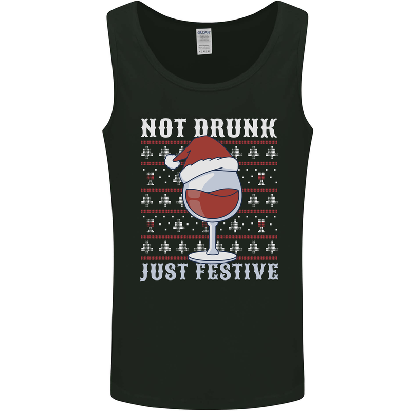 Wine Not Drunk Just Festive Funny Christmas Xmas Mens Vest Tank Top Black