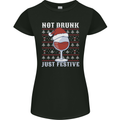 Wine Not Drunk Just Festive Funny Christmas Xmas Womens Petite Cut T-Shirt Black