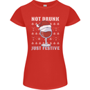 Wine Not Drunk Just Festive Funny Christmas Xmas Womens Petite Cut T-Shirt Red