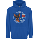 Wine With My Min Pin Dog Miniature Pinscher Childrens Kids Hoodie Royal Blue