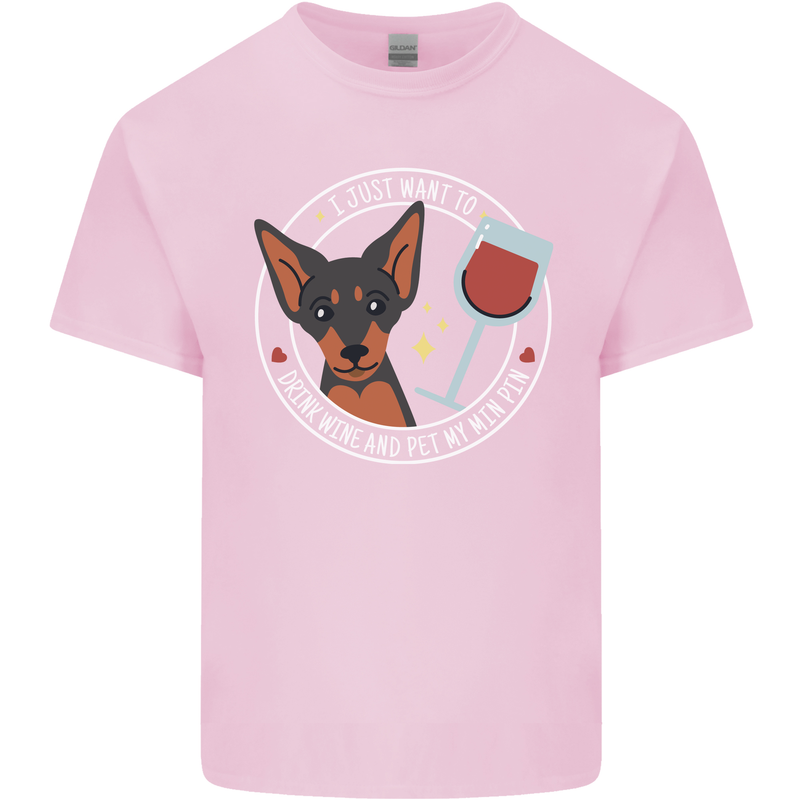 Wine With My Min Pin Dog Miniature Pinscher Kids T-Shirt Childrens Light Pink