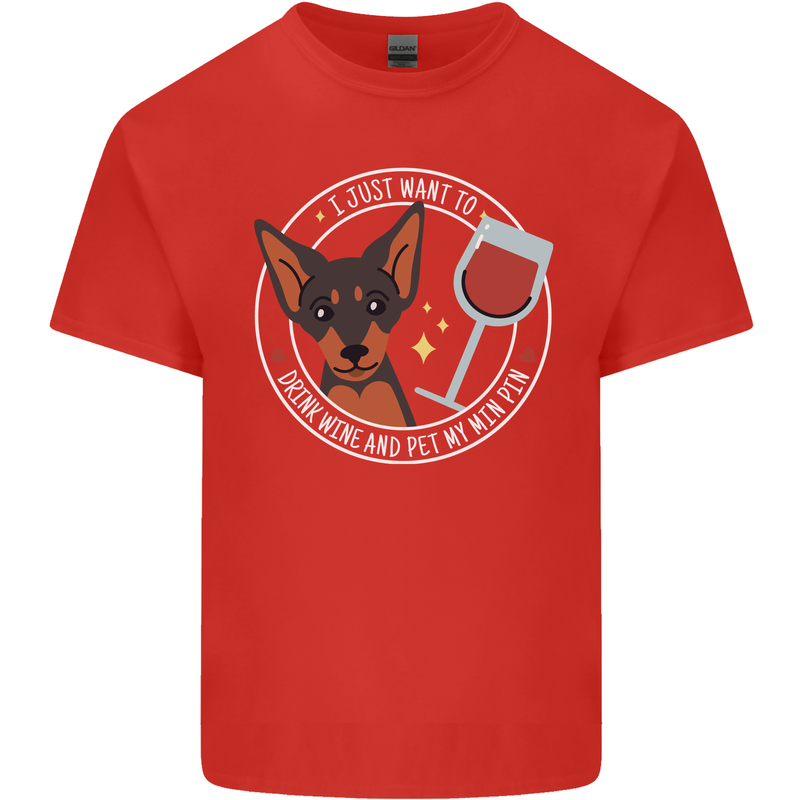 Wine With My Min Pin Dog Miniature Pinscher Kids T-Shirt Childrens Red
