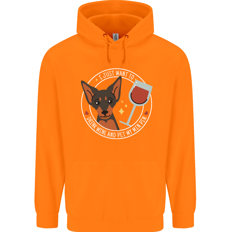 Wine With My Min Pin Dog Miniature Pinscher Mens 80% Cotton Hoodie Orange