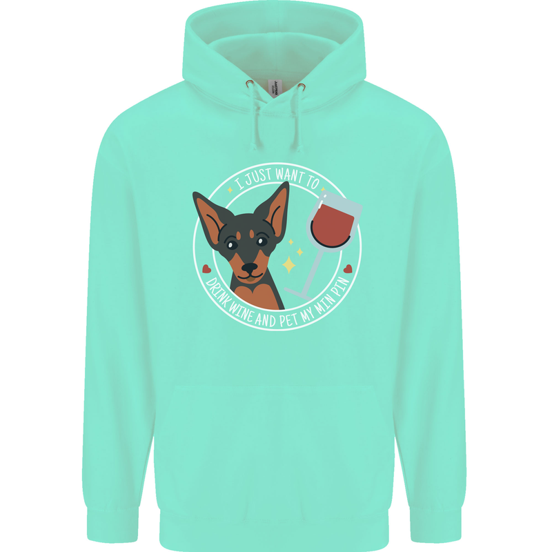 Wine With My Min Pin Dog Miniature Pinscher Mens 80% Cotton Hoodie Peppermint