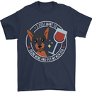 Wine With My Min Pin Dog Miniature Pinscher Mens T-Shirt 100% Cotton Navy Blue