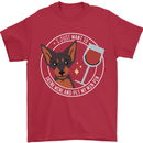 Wine With My Min Pin Dog Miniature Pinscher Mens T-Shirt 100% Cotton Red