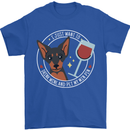 Wine With My Min Pin Dog Miniature Pinscher Mens T-Shirt 100% Cotton Royal Blue