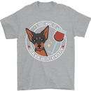 Wine With My Min Pin Dog Miniature Pinscher Mens T-Shirt 100% Cotton Sports Grey