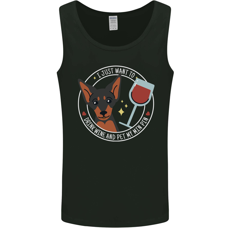 Wine With My Min Pin Dog Miniature Pinscher Mens Vest Tank Top Black