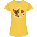 Wine With My Min Pin Dog Miniature Pinscher Womens Petite Cut T-Shirt Yellow