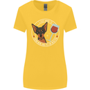 Wine With My Min Pin Dog Miniature Pinscher Womens Wider Cut T-Shirt Yellow