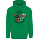 Wine With My Min Pin Miniature Pinscher Dog Childrens Kids Hoodie Irish Green