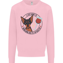Wine With My Min Pin Miniature Pinscher Dog Kids Sweatshirt Jumper Light Pink