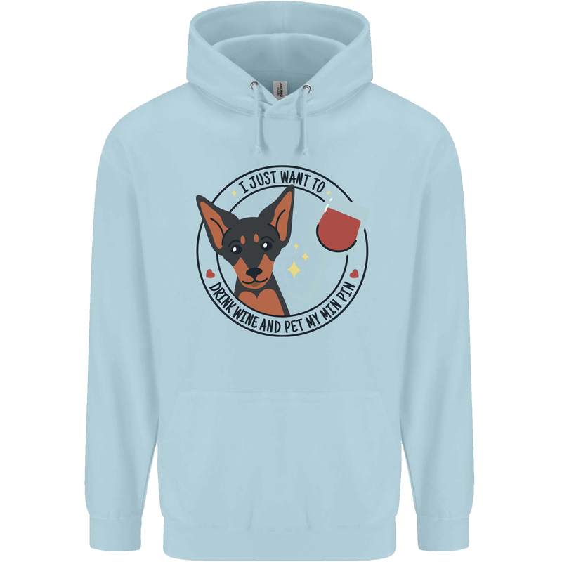 Wine With My Min Pin Miniature Pinscher Dog Mens 80% Cotton Hoodie Light Blue