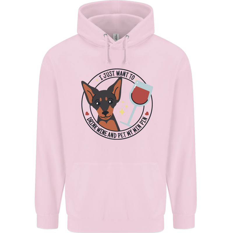 Wine With My Min Pin Miniature Pinscher Dog Mens 80% Cotton Hoodie Light Pink