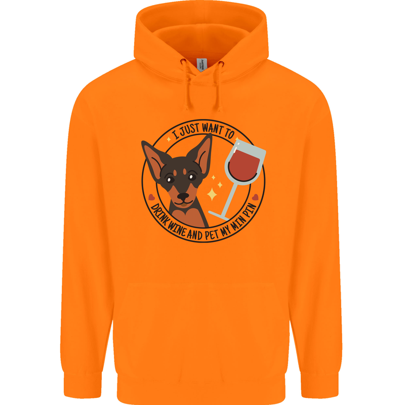 Wine With My Min Pin Miniature Pinscher Dog Mens 80% Cotton Hoodie Orange