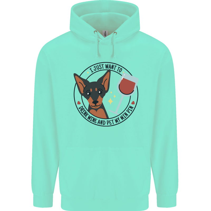 Wine With My Min Pin Miniature Pinscher Dog Mens 80% Cotton Hoodie Peppermint