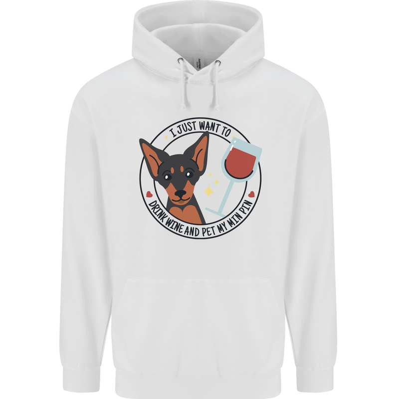 Wine With My Min Pin Miniature Pinscher Dog Mens 80% Cotton Hoodie White