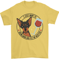 Wine With My Min Pin Miniature Pinscher Dog Mens T-Shirt 100% Cotton Yellow