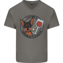 Wine With My Min Pin Miniature Pinscher Dog Mens V-Neck Cotton T-Shirt Charcoal