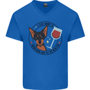 Wine With My Min Pin Miniature Pinscher Dog Mens V-Neck Cotton T-Shirt Royal Blue