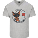 Wine With My Min Pin Miniature Pinscher Dog Mens V-Neck Cotton T-Shirt Sports Grey