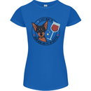 Wine With My Min Pin Miniature Pinscher Dog Womens Petite Cut T-Shirt Royal Blue