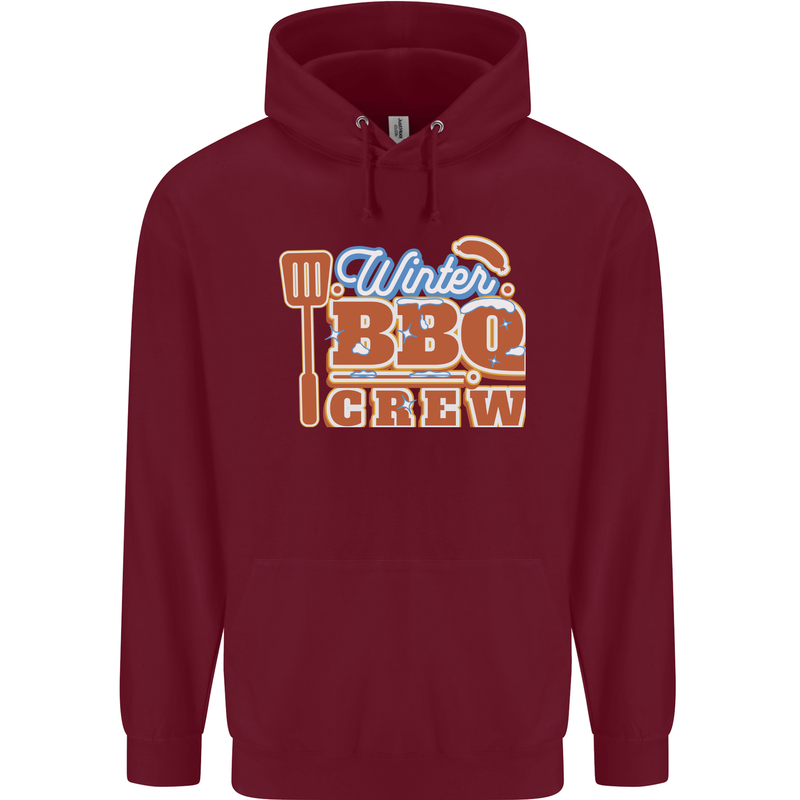 Winter BBQ Crew Funny Grill Food Chef Cook Mens 80% Cotton Hoodie Maroon