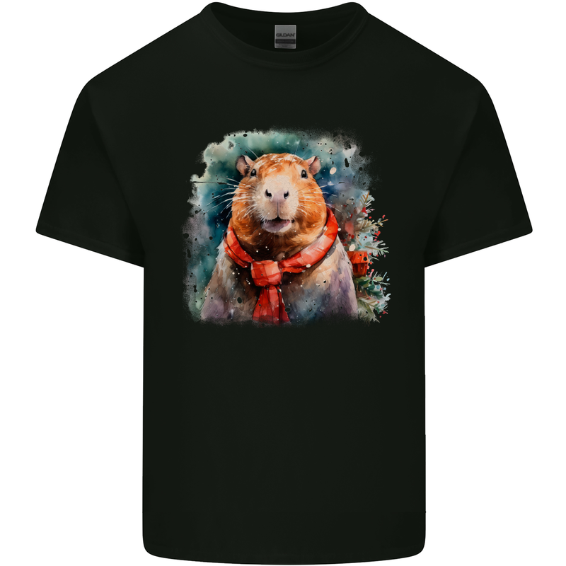 Winter Capybara Christmas Xmas Kids T-Shirt Childrens Black