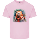 Winter Capybara Christmas Xmas Kids T-Shirt Childrens Light Pink