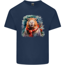 Winter Capybara Christmas Xmas Kids T-Shirt Childrens Navy Blue