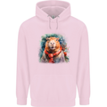 Winter Capybara Christmas Xmas Mens 80% Cotton Hoodie Light Pink