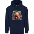 Winter Capybara Christmas Xmas Mens 80% Cotton Hoodie Navy Blue