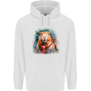 Winter Capybara Christmas Xmas Mens 80% Cotton Hoodie White