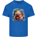 Winter Capybara Christmas Xmas Mens Cotton T-Shirt Tee Top Royal Blue